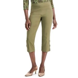 JM Collection Capri Pants Womens Petite PP Green Comfort Waist‎ Tummy Control